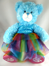 Build a Bear Blue W Silver sparles Rainbow glitter gress and shoes 16&quot; s... - £19.43 GBP