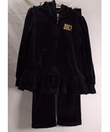 Juicy Couture Girls Tracksuit Black Two Piece Set Hoodie Pants 6 - £46.80 GBP