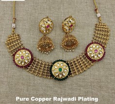 VeroniQ Trends-Elegant Gold Plated Kundan Rajwadi Necklace-Bridal-Wedding - £86.04 GBP