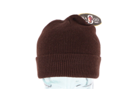 NOS Vintage 90s Streetwear Boys Blank Knit Winter Beanie Hat Cap Brown C... - £19.10 GBP