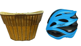 Adsafe Bike Helmet New &amp; Plastic Basket Beige Wicker Bicycle Bucket with Cover - £24.62 GBP