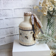 Large Honey Jar Rustic Honey Bee Decor Primitive Bumble Bee Decor Country Bees - £25.75 GBP