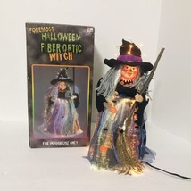 Vintage Foremost Halloween Fiber Optic Witch Decoration 14&quot; Tabletop Light Up - £19.70 GBP