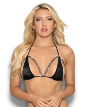 Rhinestone Semi Open Tri Bra Black O/s - £9.51 GBP