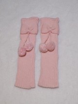 Girls Pink Pompom Bow Leg Warmers Ribbed Knit NEW - $7.77