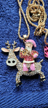 New Betsey Johnson Necklace Santa Clause Reindeer Pinkish Christmas Collectible - £12.04 GBP