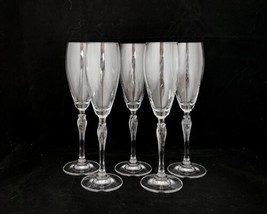 Mikasa SPRING PETALS Crystal Champagne Flutes Glasses ~ Set of 5 - £50.41 GBP