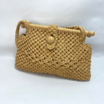 Vintage Kathy McKeany Natural Jute Macrame Handbag Purse Lined Columbia Boho - £27.65 GBP