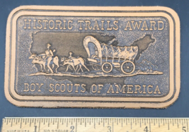 VTG Boy Scouts Historic Trails Award Leather Patch Covered Wagon 4.75&quot; x... - $9.49