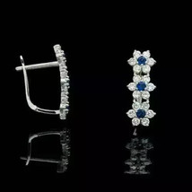 2Ct Round Cut Lab Created Sapphire Women Fancy Earrings 14K White Gold Plated - $133.69