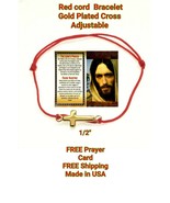 Pulsera De La CRUZ  Hilo Rojo Ajustable red cord Bracelet Cross Gold Plated - $17.49 CAD