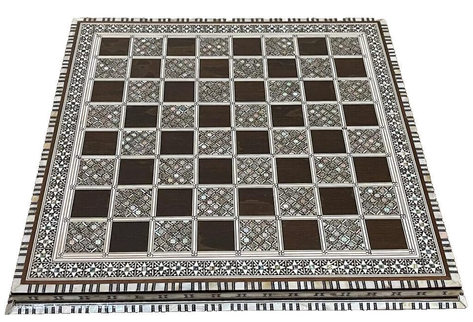 Handmade, Wood Chess Board, Chess Set, Game Board, Inlaid Mother of Pear... - $320.00