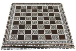 Handmade, Wood Chess Board, Chess Set, Game Board, Inlaid Mother of Pearl (16&quot;) - $320.00