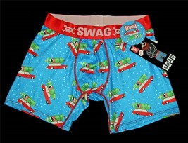 SWAG Christmas Pringles Cans on Station Wagon Cars Satin Band Blue Boxers Men&#39;s - £14.22 GBP
