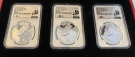 2023 40TH Anniversary 3 COIN Set China Panda Series Pure Silver - Signed... - £443.67 GBP