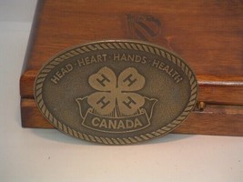Pre-owned Canada Brass Head Heart Hands &amp; Health Belt Buckle - £10.26 GBP