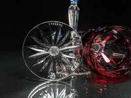 Faberge  Lausanne Crystal  Goblets 8.5" Tall in original  case NIB image 9