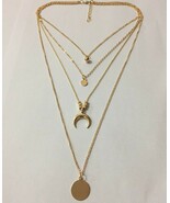 Trendy Multi Layer Moon Disc Pendant – Stylish &amp; Unique Statement Necklace - $27.22 CAD