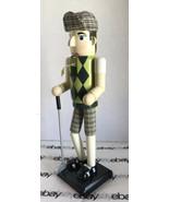 Crazy Golfer 2014 Wooden Christmas Nutcracker In Argyle And Plaid 14” - £15.56 GBP