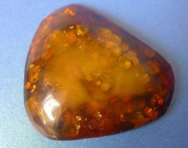 Antique gem Natural Baltic Amber gemstone with fish scales 11-12 g for jewelry m - £62.36 GBP