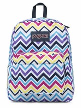 NWT JanSport SuperBreak Student Backpack - Multi Saucy Chevron - Discontinued - £27.97 GBP