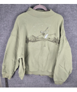 XXL American Eagle Sweatshirt Ice Skating Skeleton Spooky Halloween Sage... - $21.99