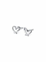 Minimalist 925 Sterling Silver Hollow Love Heart Stud Earrings: Gold-Plated Wome - £20.37 GBP