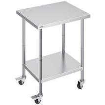 VEVOR Stainless Steel Adjustable Work Table 24x30x38 in, 2 Storeys with ... - $107.99