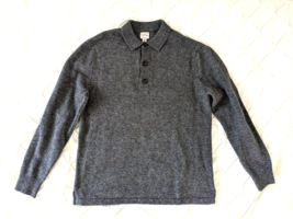 J Crew Men Medium Gray Rugged Merino Wool Long Sleeve Polo Rugby Sweater... - £19.37 GBP