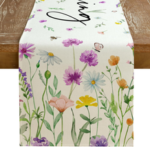 Hello Spring Table Runner 13X90 Inch Wild Flower Farmhouse Rustic Holiday Kitche - £17.92 GBP