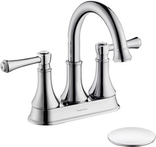 Timearrow 4 Inch Two Handle Centerset Bathroom Sink Faucet With Pop Up, Cp. - £43.08 GBP