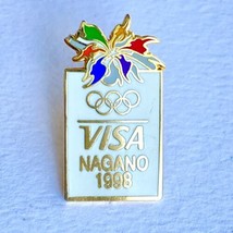 1998 Nagano Japan Visa Winter Olympics Lapel Hat Lanyard Pin - $10.95