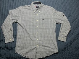 Chaps Easy Care Men’s XL Blue/White Long-Sleeve Button Down Casual Shirt - £7.88 GBP