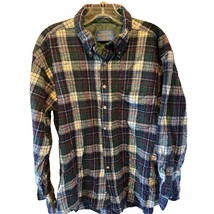 Pendleton Men’s L Green White Plaid Long Sleeve Button Down Wool Flannel... - £34.44 GBP