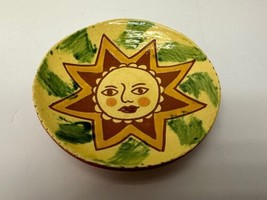Breininger Redware Pottery 5 1/2 Inch Decorative Plate Sun - £42.47 GBP