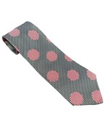 Bottega Veneta Gray Check Red Circle 100% Silk Tie Italy 3.5 in Wide Nec... - $47.88