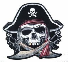 JUMBO 11 INCH PIRATE W SWORDS AND GOLD TOOTH JACKET BACK PATCH JBP79 new... - $23.74