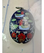 Vintage Ducks swimming in lake w flowers Cloisonne pendant Double Sided - $1,643.28 MXN