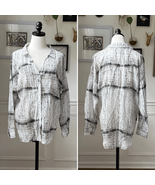 AS by DF 100% Silk Oversized Blouse Black Ivory Abstract XS - $101.04 CAD