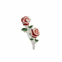 Origami Owl Charm (New) Pair Of Red Roses - Silver Stem W/ Two Red Roses - £7.00 GBP