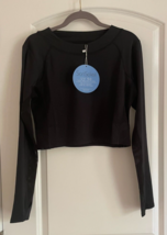 NWT San Soleil Black Long Sleeve Crop UPF 50+ Top w/ Thumbholes Size L Tennis++ - £27.59 GBP