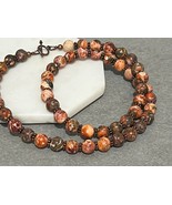 Leopard Skin Jasper Necklace, Leopard Beaded Necklace, Leopard Jasper Ne... - $36.76 CAD