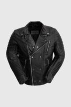 Whet Blu Brooklyn Men&#39;s Biker Lambskin Leather Jacket - £267.35 GBP