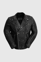 WHET BLU BROOKLYN MEN&#39;S BIKER LAMBSKIN LEATHER JACKET - £267.35 GBP