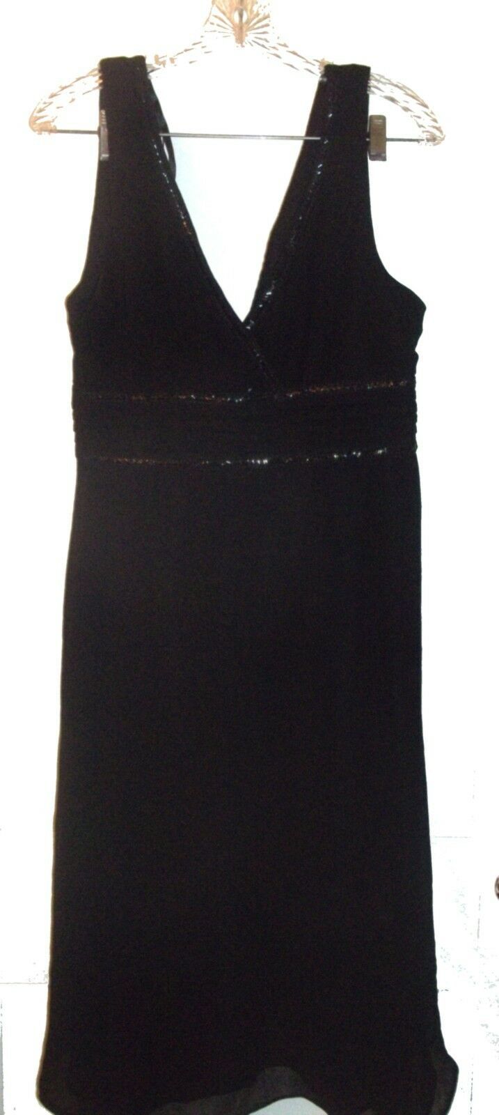 Primary image for En Focus Studio Black Grecian Style Dress Beaded Accents Sz 8