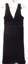 En Focus Studio Black Grecian Style Dress Beaded Accents Sz 8 - £21.32 GBP