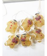 Vintage Gingerbread men cookies string Lights Christmas bowtie caps 6 ft... - $16.00
