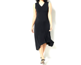 Truth + Style Jersey Knit Asymmetrical Dress- BLACK, MEDIUM - £19.61 GBP