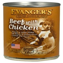 Evanger&#39;s Heritage Classic Wet Dog Food Beef w/Chicken 12.8oz. (Case of 12) - £39.52 GBP