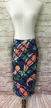 NWT LuLaRoe Skirt CASSIE Stretch Pencil Textured Orange Blue Paisley Siz... - $14.56